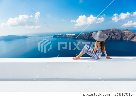 Europe Greece Santorini travel vacation - woman Europe Greece Santorini travel vacation - woman 55917016