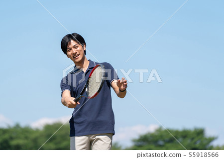 Tennis, blue sky, male 55918566