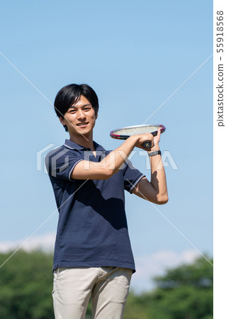 Tennis, blue sky, male Tennis, blue sky, male 55918568
