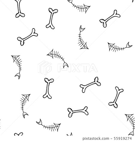 Hand drawn bones seamless pattern for textile - Stock Illustration ...