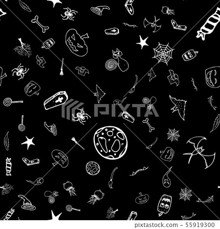 Halloween doodle seamless pattern set isolated on Halloween doodle seamless pattern set isolated on 55919300