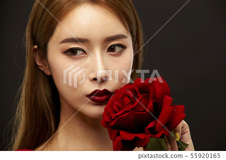 Flower, rose, dress, beauty, young woman 55920165