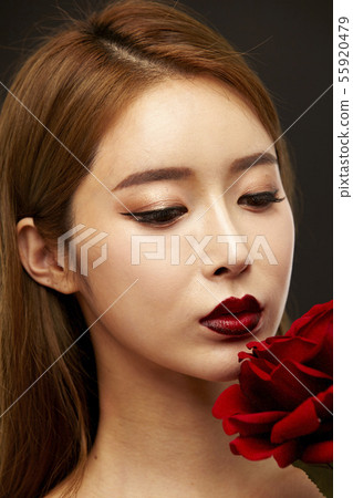 Flower, rose, dress, beauty, young woman 55920479