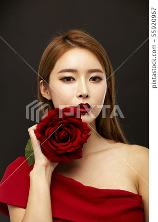 Flower, rose, dress, beauty, young woman Flower, rose, dress, beauty, young woman 55920967