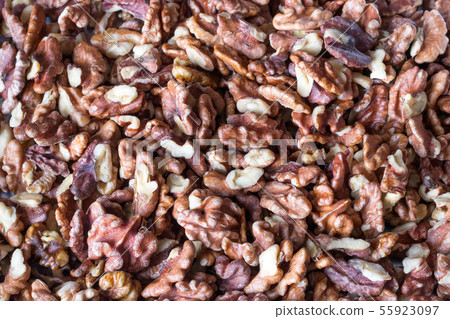 Walnuts kernels top view background. Healthy eating concept. Walnuts kernels top view background. Healthy eating concept. 55923097