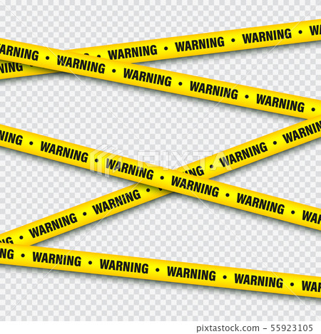 Yellow And Black Barricade Construction Tape. Police Warning Line. Brightly Colored Danger or Hazard