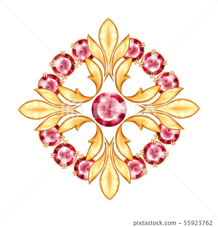 Decorative jewerly element with ruby gems - Stock Illustration ...