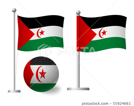 Sahrawi Arab Democratic Republic flag on pole and 55924661