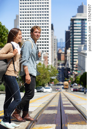 San Francisco city street people students walking 55924897