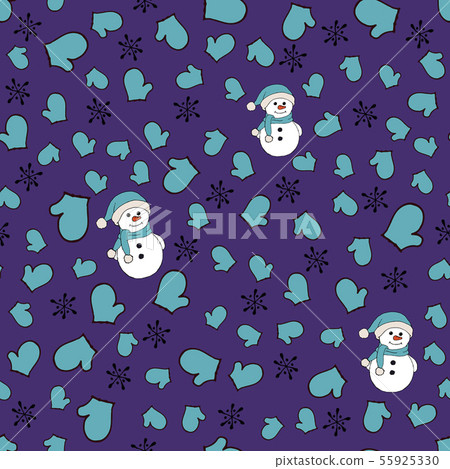 Christmas seamless pattern with snowman, fir... - Stock Illustration ...