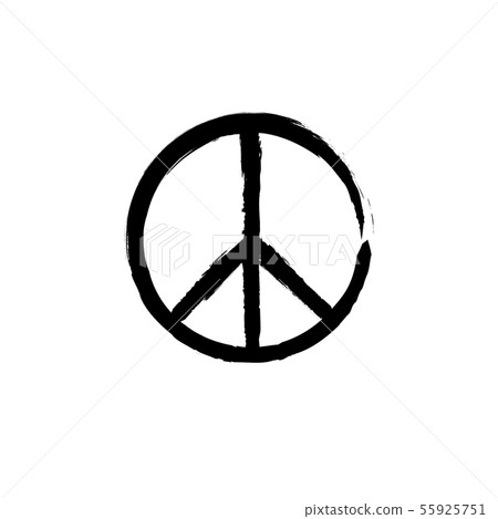 Peace sign with grunge texture. Round hippie sign Peace sign with grunge texture. Round hippie sign 55925751