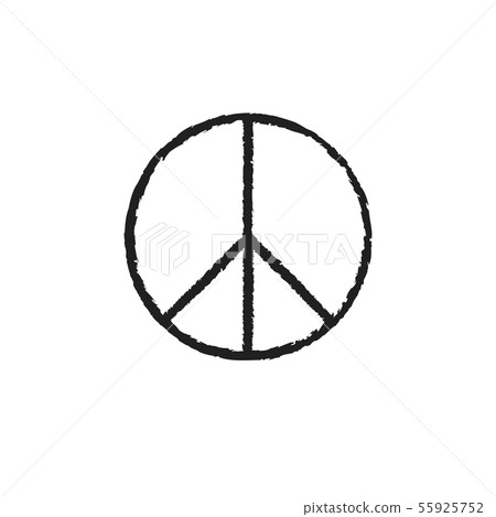 Grunge texture hippie round peace black sign. 55925752
