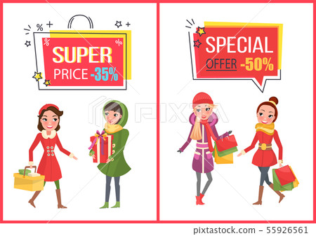 Woman Shopping for Christmas, Bought Presents Woman Shopping for Christmas, Bought Presents 55926561