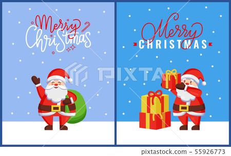 Merry Christmas greeting card with Santa Claus - Stock Illustration ...