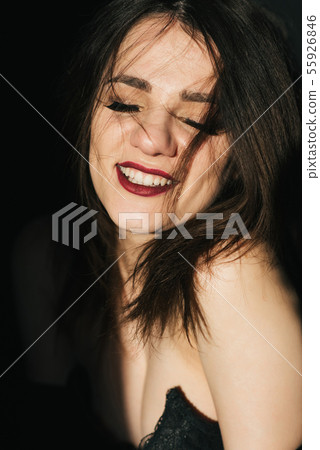 portrait of sexy laughing girl with disheveled hair portrait of sexy laughing girl with disheveled hair 55926846