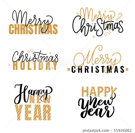 Merry Christmas and Happy New Year Inscription 55926862