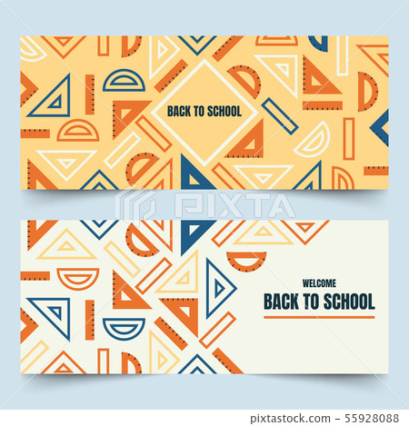 Back to school geometric rulers banners Back to school geometric rulers banners 55928088