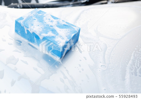 people worker man holding hand blue sponge people worker man holding hand blue sponge 55928493