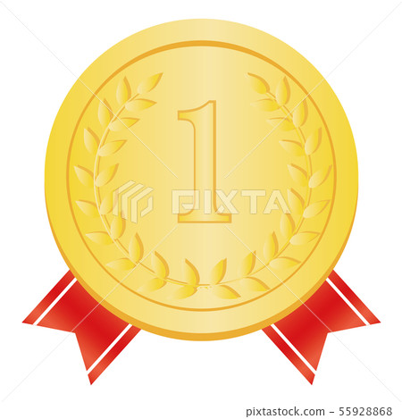 Gold medal red ribbon No1 - Stock Illustration [55928868] - PIXTA