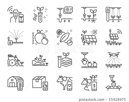 Smart farming line icon set. Smart farming line icon set. 55928975