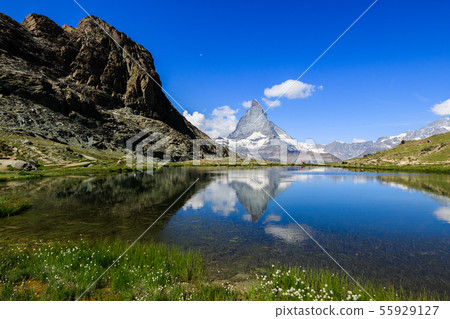 [Swiss Gornergrat Railway] Superb view of inverted Matterhorn and Riffel Lake 55929127