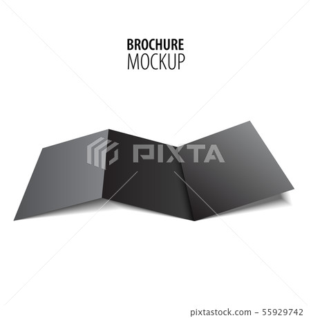 Blank trifold paper black brochure mockup isolated on white. Vector Illustration Blank trifold paper black brochure mockup isolated on white. Vector Illustration 55929742