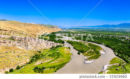 Uplistsikhe on a bank of the Kura river, an ancient rock-hewn town in Georgia 55929960