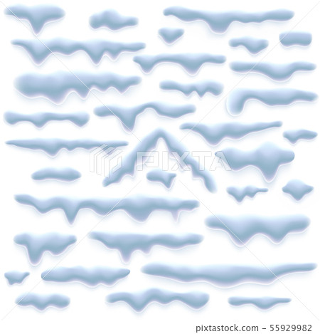 Set of snow caps, icicles, and snowdrift isolated on white background. Winter decorations. Elements Set of snow caps, icicles, and snowdrift isolated on white background. Winter decorations. Elements 55929982