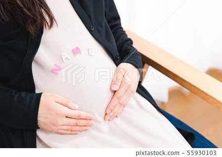 Woman thinking about baby's name 3 Pink White Woman thinking about baby's name 3 Pink White 55930103