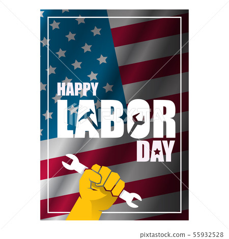 labor day Usa vertical poster, background or flyer with strong clenched fist isolated on usa flag labor day Usa vertical poster, background or flyer with strong clenched fist isolated on usa flag 55932528