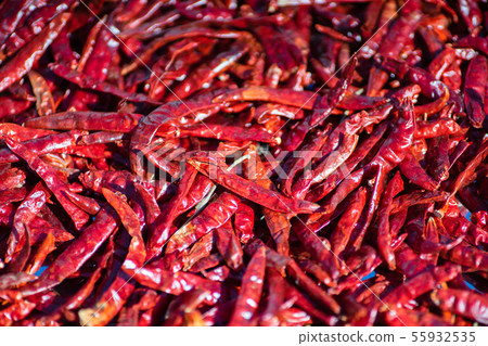 Dried red chilli, food ingredient. Red dry chilli 55932535