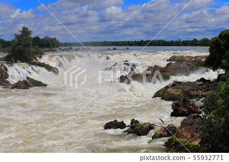 Laos, Seapan Dawn Mekong River, Corn Island and Waterfall 55932771