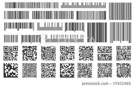 Digital barcode. Supermarket bar labels, shop inventory code and technology codes bars. Barcodes