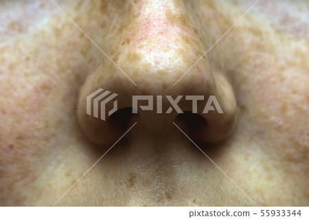 Eyes nose woman portrait with freckles close-up healthy skin 55933344
