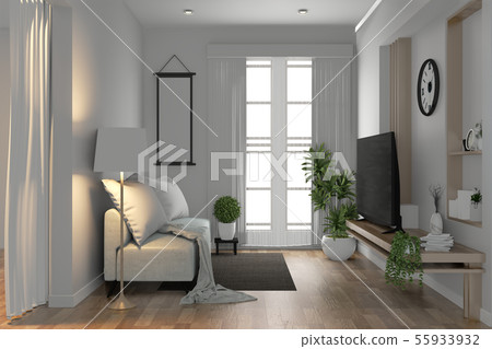 Tv shelf in modern empty room and decoration Tv shelf in modern empty room and decoration 55933932