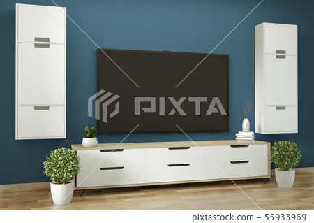 Tv cabinet in zen modern empty room janapese Tv cabinet in zen modern empty room janapese 55933969