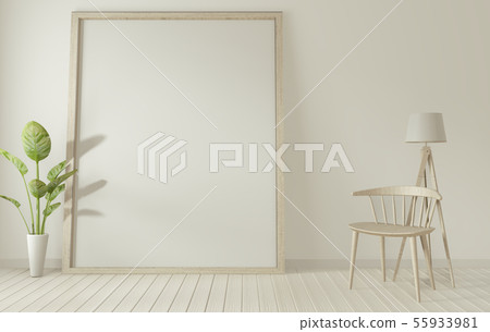 mock up poster frame and white chair on white 55933981