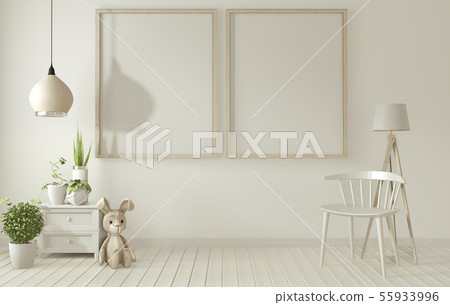 mock up poster frame and white chair on white 55933996