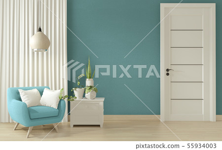 Interior poster mock up blue living room design.3D Interior poster mock up blue living room design.3D 55934003