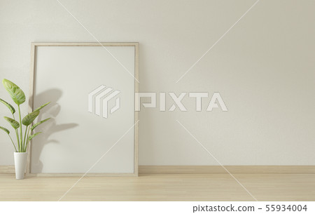 Interior poster mock up with wooden frame standing Interior poster mock up with wooden frame standing 55934004