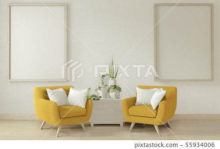 Interior poster mock up living room with yellow 55934006