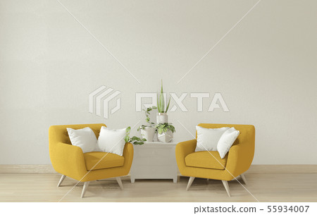 Interior poster mock up living room with yellow 55934007