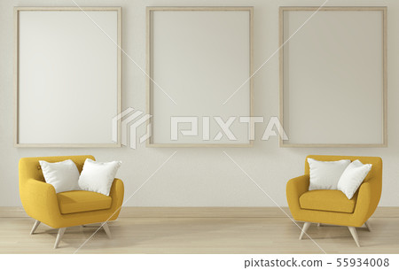 Interior poster mock up living room with yellow Interior poster mock up living room with yellow 55934008
