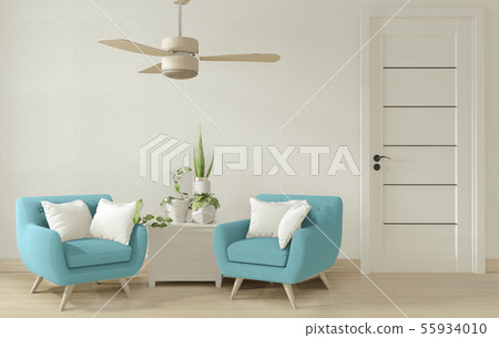 Interior poster mock up living room with blue Interior poster mock up living room with blue 55934010