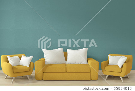 Interior poster mock up blue living room design.3D Interior poster mock up blue living room design.3D 55934013