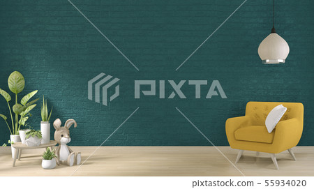 Mock up minimal design dark green wall floor Mock up minimal design dark green wall floor 55934020