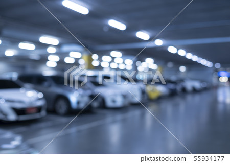 Blurred car Parking with cars in shopping mall 55934177