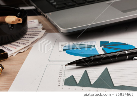Pen and financial charts on the background   55934665