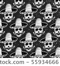 Black and white seamless hand-drawn skull pattern 55934666