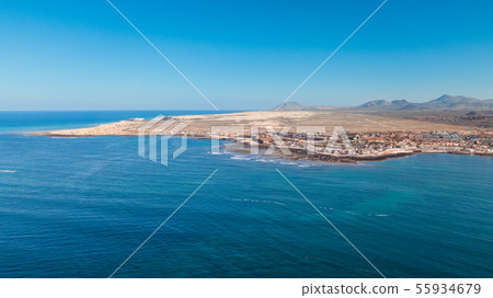 aerial view of Corralejo bay 55934679